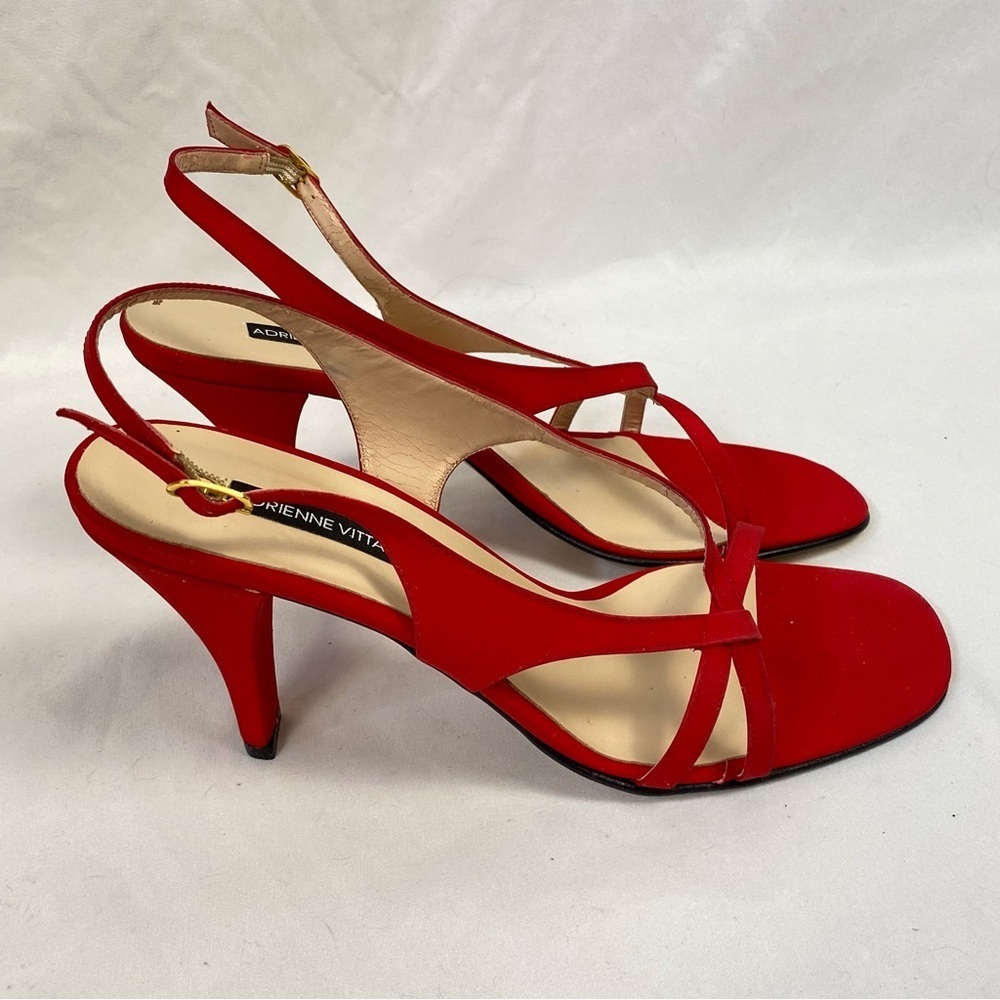 Adrienne Vittadini Gaia Arianna Red Heeled Slingback Size 10 Medium Leather Sole - Picture 3 of 16